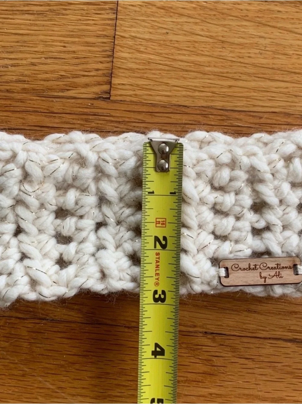 Handmade Chunky Crochet Headband in Ivory & Gold